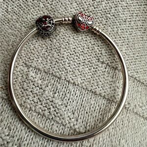Authentic Pandora Marvel Spider-man bangle and 2 charm set 925